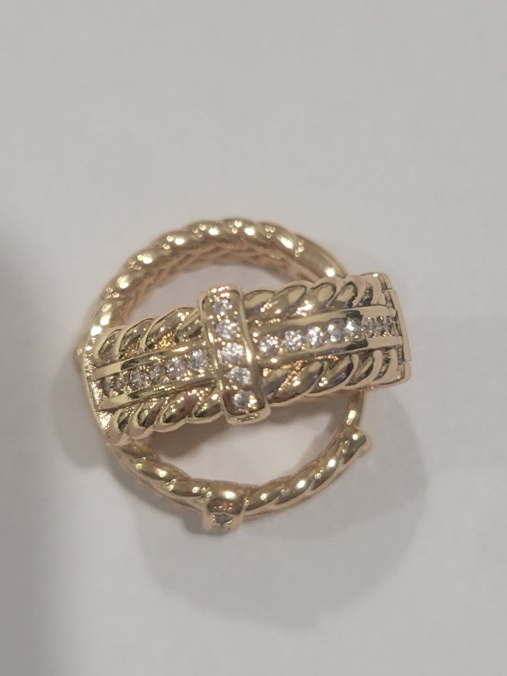 Gold-Tone Crystal Buckle Ring - Women's Fashion Jewelry